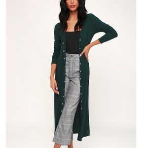Lulus longline snap button green cardigan size xs